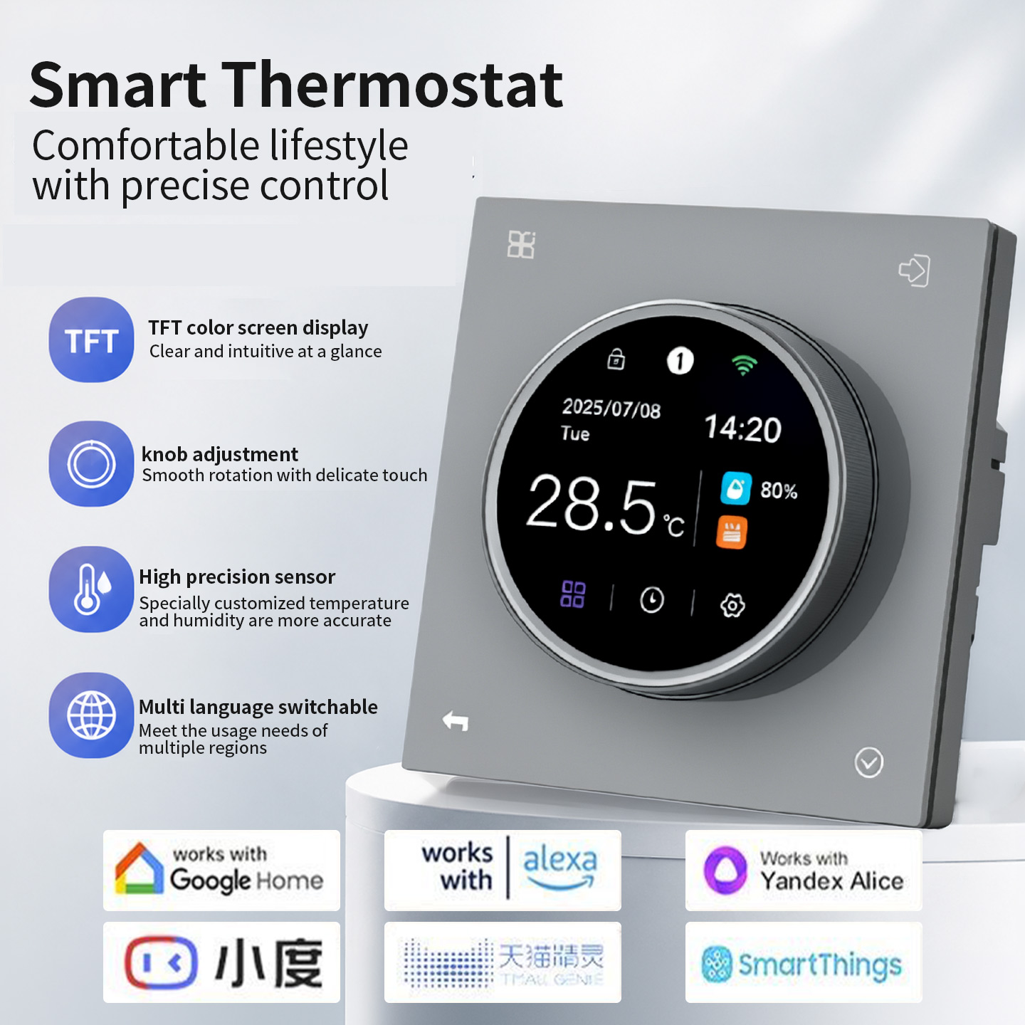 SDM8 Color Screen Knob Thermostat